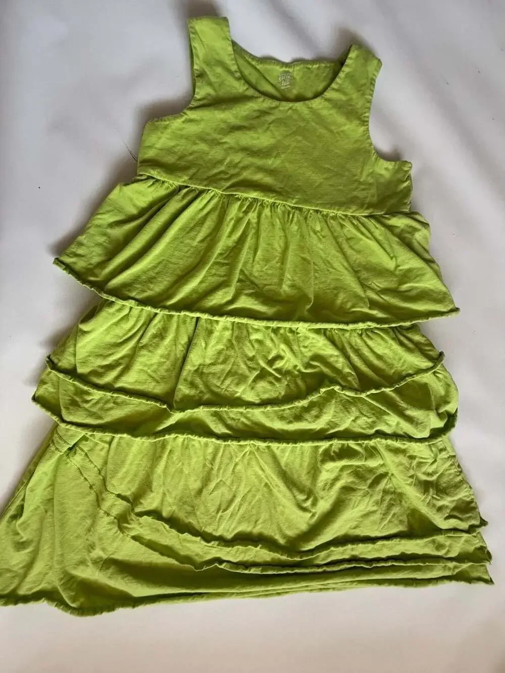 Garnet Hill Lime Tiered Ruffle Tank Dress 12